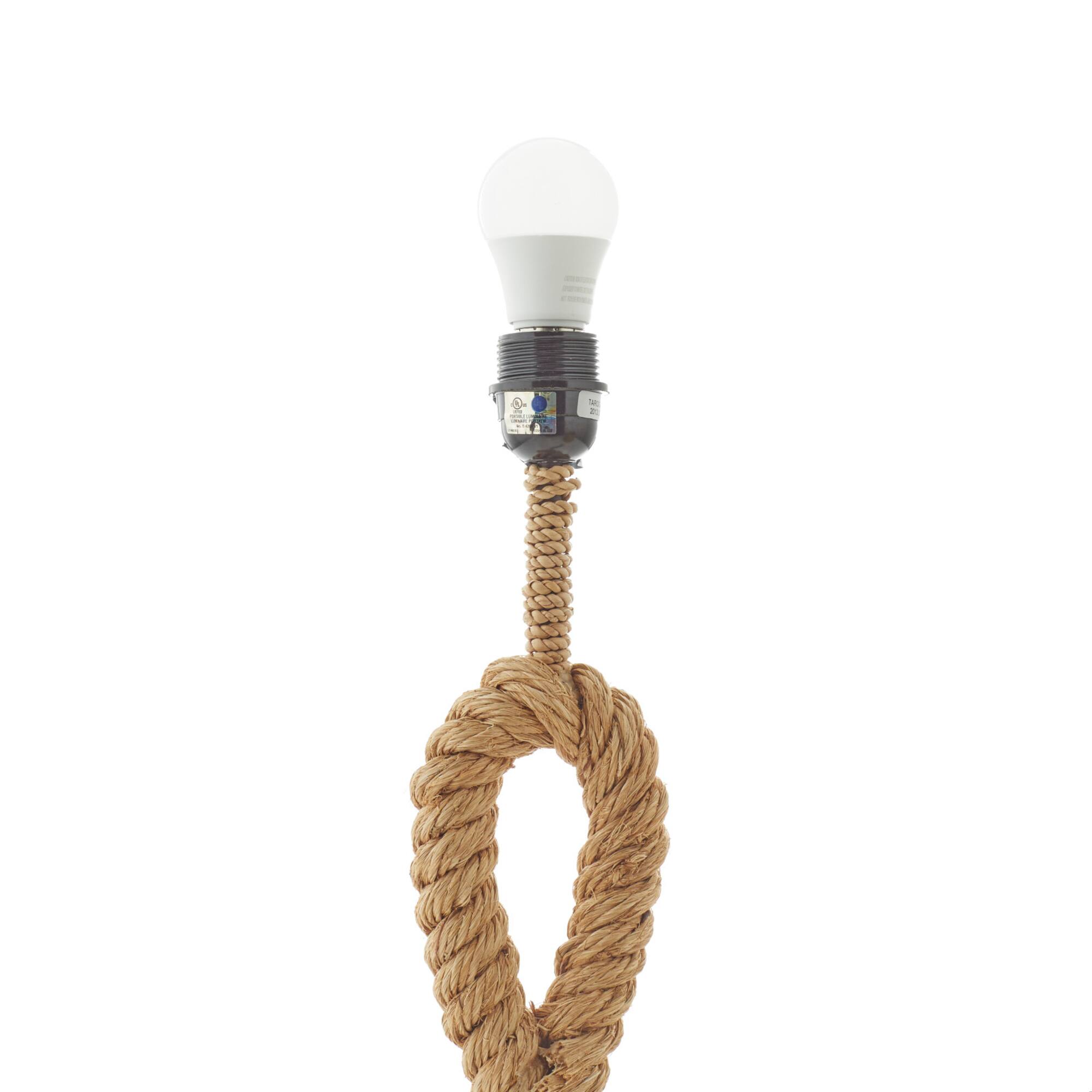 Brown Rope and Iron Rustic Table Lamp, 28" x 13" x 13"
